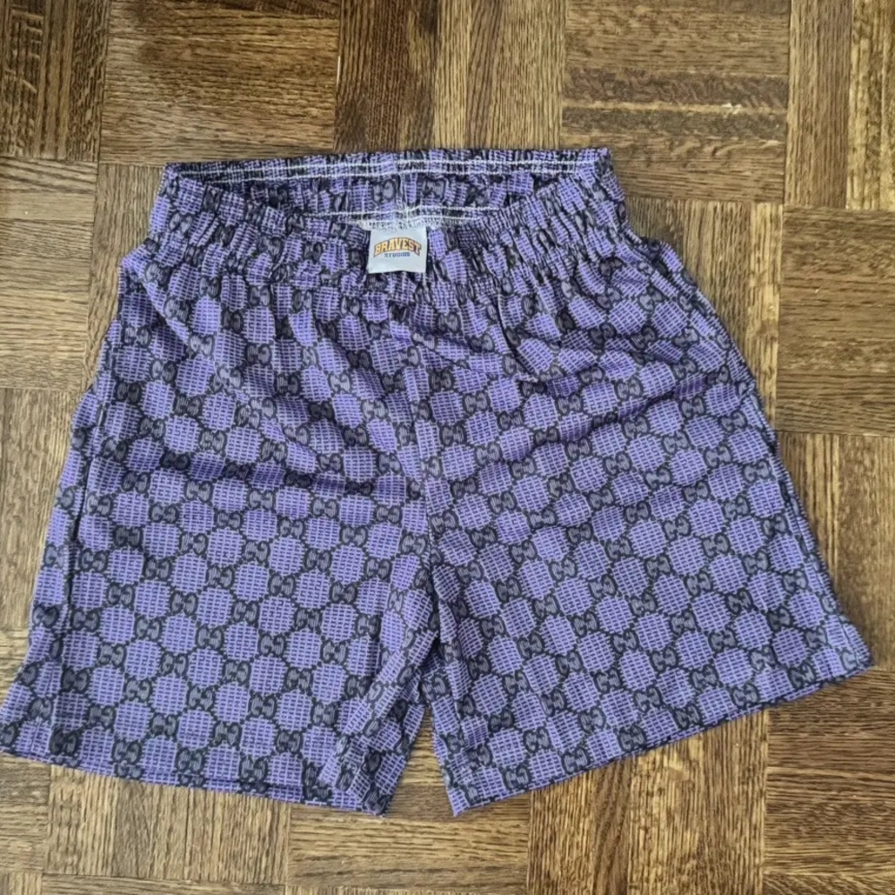 Bravest Studios GG Men's Purple and Black Patterned Athletic Shorts